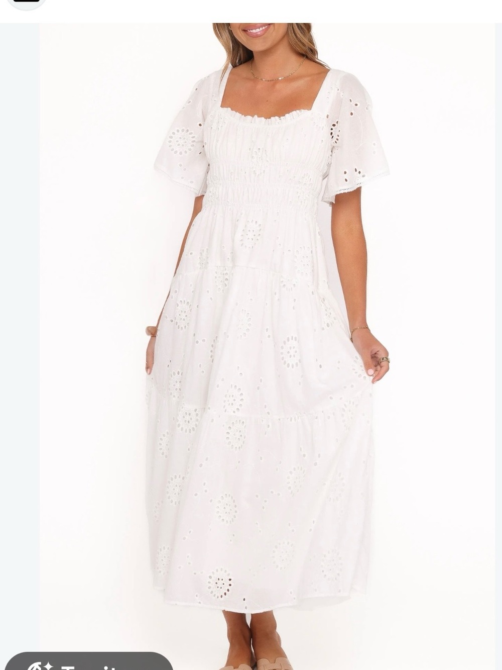 Petal & Pup White Eyelet Smocked Maxi Dress